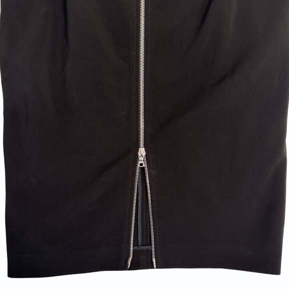 Yigal Azrouël Leather Trim Mini Skirt Size 6 Exposed Zippers Edgy Office Siren - Picture 6 of 11